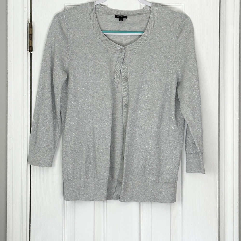 Talbot’s Metallic Silver Button Down  Cardigan